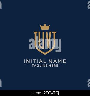 UV initial shield crown logo vector graphic Stock Vector