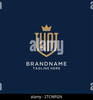 WN initial shield crown logo vector graphic Stock Vector