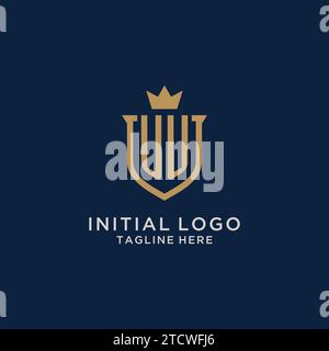 UU initial shield crown logo vector graphic Stock Vector