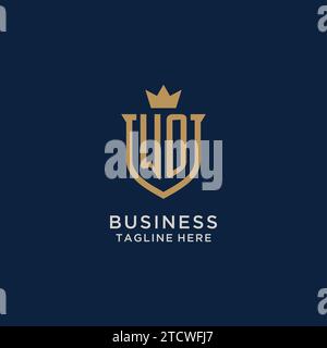 WO initial shield crown logo vector graphic Stock Vector