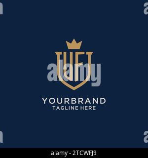 UF initial shield crown logo vector graphic Stock Vector