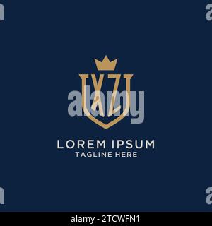 XZ initial shield crown logo vector graphic Stock Vector