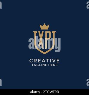 XP initial shield crown logo vector graphic Stock Vector