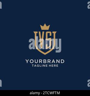 VS initial shield crown logo vector graphic Stock Vector