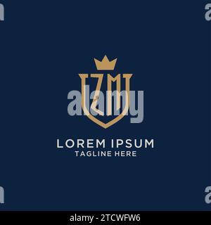 ZM initial shield crown logo vector graphic Stock Vector