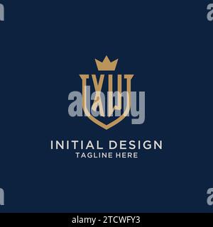 XW initial shield crown logo vector graphic Stock Vector