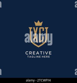 XC initial shield crown logo vector graphic Stock Vector