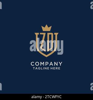 ZD initial shield crown logo vector graphic Stock Vector