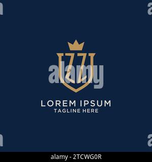 ZZ initial shield crown logo vector graphic Stock Vector