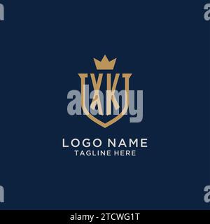 XK initial shield crown logo vector graphic Stock Vector