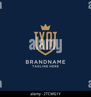 XN initial shield crown logo vector graphic Stock Vector