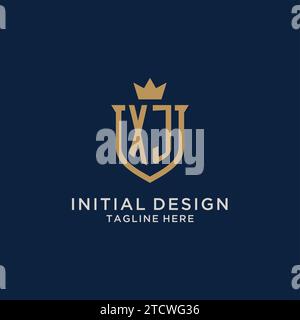 XJ initial shield crown logo vector graphic Stock Vector