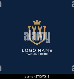 YX initial shield crown logo vector graphic Stock Vector