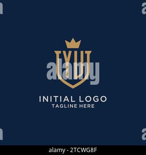 YU initial shield crown logo vector graphic Stock Vector