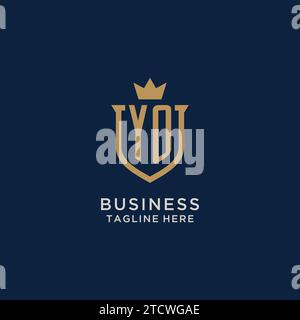 YO initial shield crown logo vector graphic Stock Vector