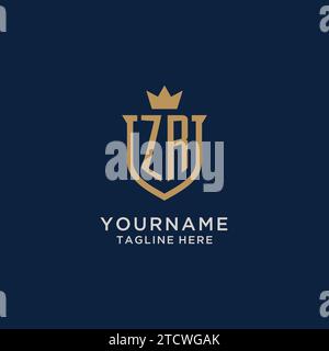 ZR initial shield crown logo vector graphic Stock Vector