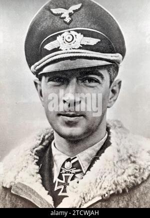 HANS-JOACHIM MARSEILLE (1919-1942) German Luftwaffe fighter pilot ace in 1942 Stock Photo