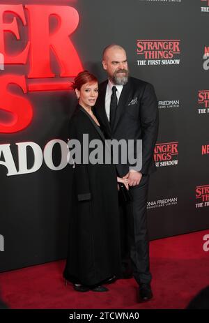 David Harbour and Lily Allen attend the opening night gala of Stranger Things: The First Shadow, at the Phoenix Theatre, London. Picture date: Thursday December 14, 2023. Stock Photo