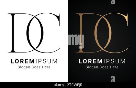 Luxury Initial CD or DC Monogram Text Letter Logo Design Stock Vector