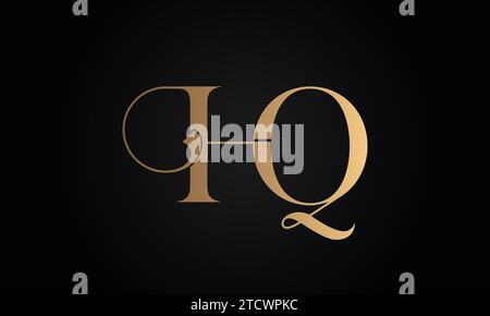Luxury Initial HQ or QH Monogram Text Letter Logo Design Stock Vector
