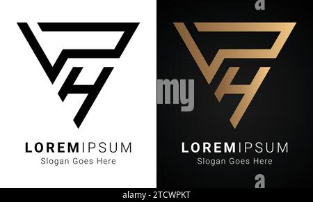 Luxury Initial PH or HP Monogram Text Letter Logo Design Stock Vector
