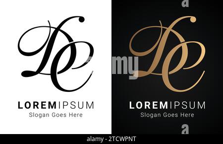 Luxury Initial CD or DC Monogram Text Letter Logo Design Stock Vector