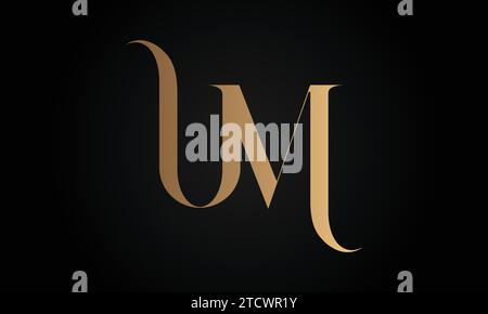 Luxury Initial UM or MU Monogram Text Letter Logo Design Stock Vector