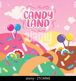 Colored candy land landscape view Vector Stock Vector