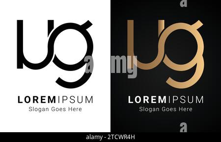 Luxury Initial GU or UG Monogram Text Letter Logo Design Stock Vector