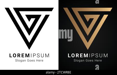 Luxury Initial GV or VG Monogram Text Letter Logo Design Stock Vector