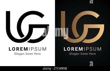 Luxury Initial GU or UG Monogram Text Letter Logo Design Stock Vector