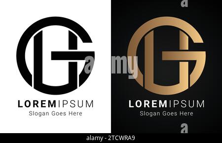 Luxury Initial GU or UG Monogram Text Letter Logo Design Stock Vector