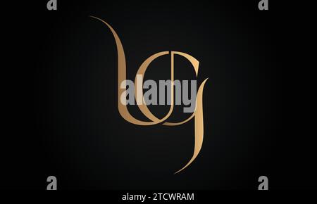 Luxury Initial GU or UG Monogram Text Letter Logo Design Stock Vector