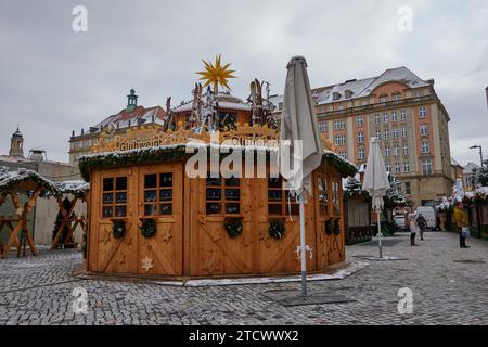 Dresden, Germany - November 29, 2023 - Dresden Germany Christmas market on the day of its inauguration on November 29, 2023 - Striezelmarkt Stock Photo