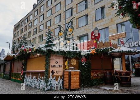 Dresden, Germany - November 29, 2023 - Dresden Germany Christmas market on the day of its inauguration on November 29, 2023 - Striezelmarkt Stock Photo