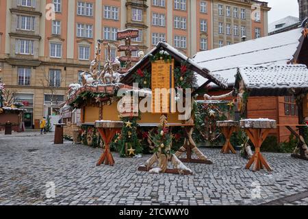 Dresden, Germany - November 29, 2023 - Dresden Germany Christmas market on the day of its inauguration on November 29, 2023 - Striezelmarkt Stock Photo