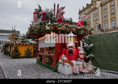 Dresden, Germany - November 29, 2023 - Dresden Germany Christmas market on the day of its inauguration on November 29, 2023 - Striezelmarkt Stock Photo