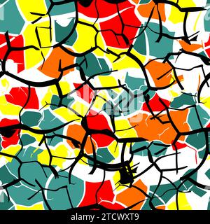 Distress Grunge Texture. Cracks colored seamless pattern. hand drawing. Not AI, Vector illustration Stock Vector