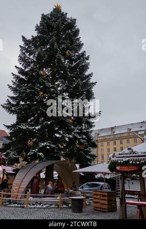 Dresden, Germany - November 29, 2023 - Dresden Germany Christmas market on the day of its inauguration on November 29, 2023 - Striezelmarkt Stock Photo