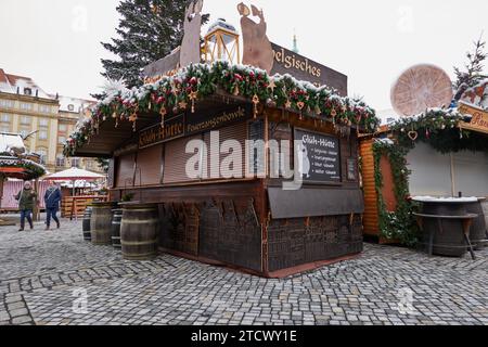 Dresden, Germany - November 29, 2023 - Dresden Germany Christmas market on the day of its inauguration on November 29, 2023 - Striezelmarkt Stock Photo