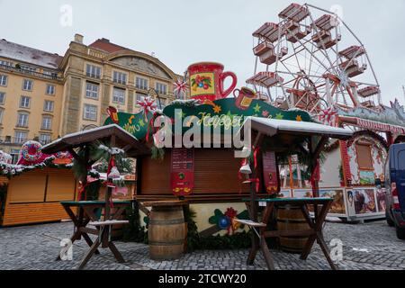 Dresden, Germany - November 29, 2023 - Dresden Germany Christmas market on the day of its inauguration on November 29, 2023 - Striezelmarkt Stock Photo