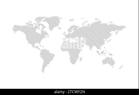 World map - hatched silhouette of the continents on planet Earth, vector illustration on white Stock Vector