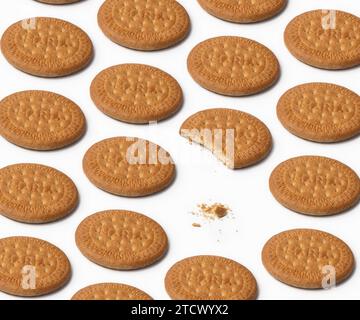 Maria biscuits on white background pattern Stock Photo
