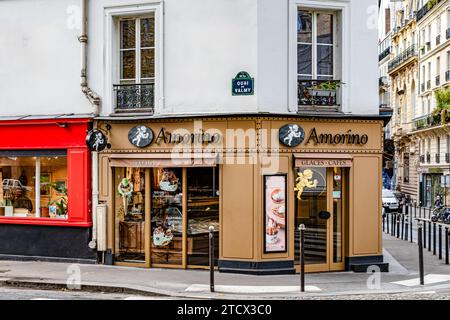 Amorino Gelato an Italian Gelato shop in Paris near Canal Saint-Martin in the 10th arrondissement of Paris ,France Stock Photo