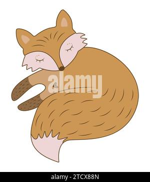 Cute Baby Fox Animal Vector Illustration Drawing Stock Vector