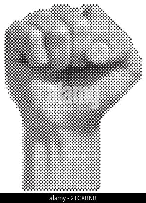 Various gestures of female fingers. Halftone effect, magazine collage, trendy images. Woman hand making sign.Vector illustration Stock Vector