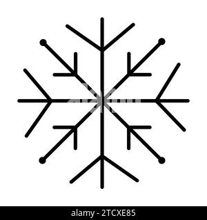 Preppy single black line snowflake, simple vector winter icon Stock Vector