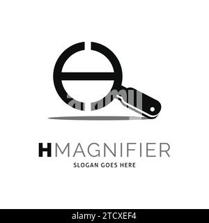 Initial Letter H Magnifying Glass Icon Vector Logo Template Illustration Design Stock Vector