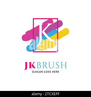 Initial Letter JK Colorful Splash Brush Icon Vector Logo Template Illustration Design Stock Vector