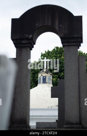 Salvador, Bahia, Brazil - November 02, 2023: Crosses on the tombs of the Campo Santo cemetery in the city of Salvador, Bahia. Stock Photo